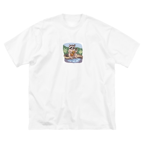 【大分県】タヌキが温泉地で湯につかりながら楽器を演奏する Big T-Shirt