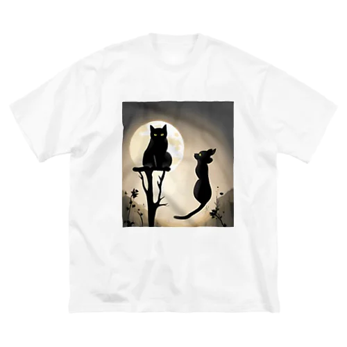 月夜が背景のクールな猫！ Big T-Shirt