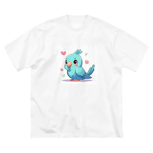 幸せの青いインコちゃん💞 ビッグシルエットTシャツ