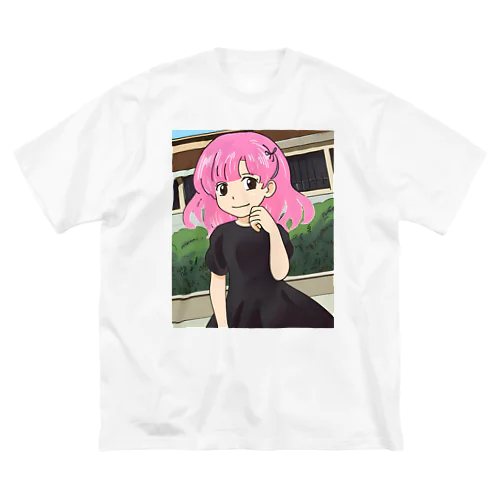 ピンク髪の少女③ ビッグシルエットTシャツ