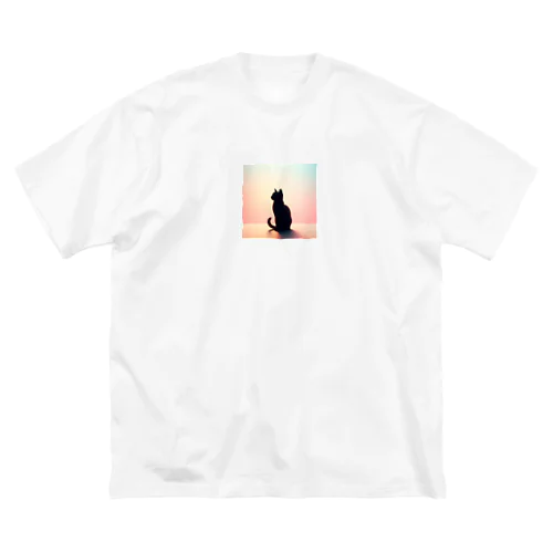 夕暮れ時のシルエット猫イラスト Big T-Shirt