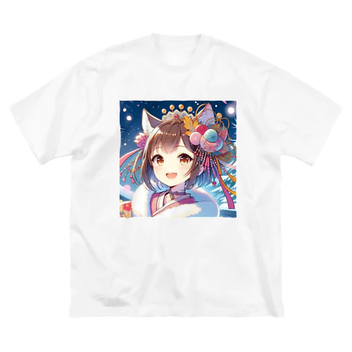 猫ギャル振り袖 Big T-Shirt