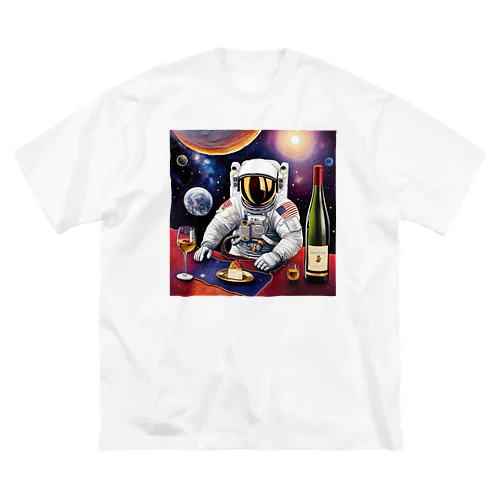 宇宙空間に合うワイン ビッグシルエットTシャツ