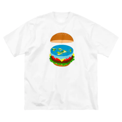 地球平面バーガー説[v2.8k] ビッグシルエットTシャツ