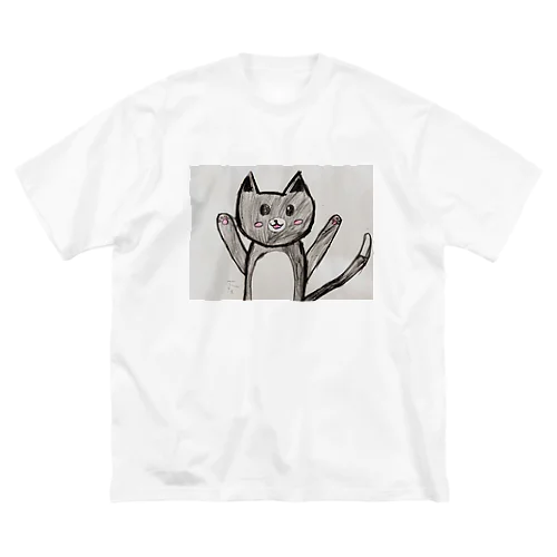 ばんざい猫 ビッグシルエットTシャツ