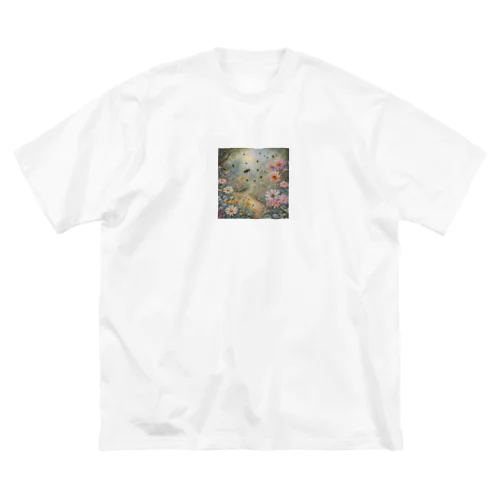 蜂と花のイラストグッズ 루즈핏 티셔츠