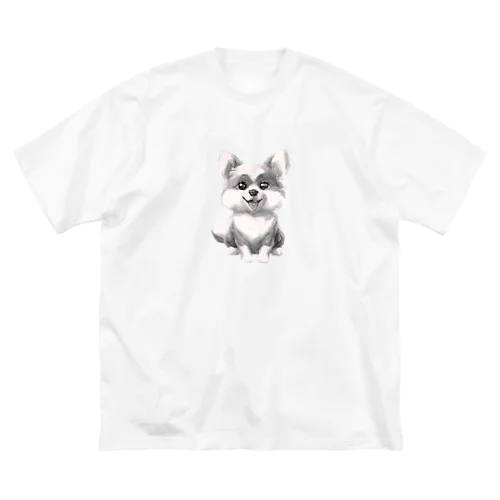 飼い主を待っている犬 ビッグシルエットTシャツ