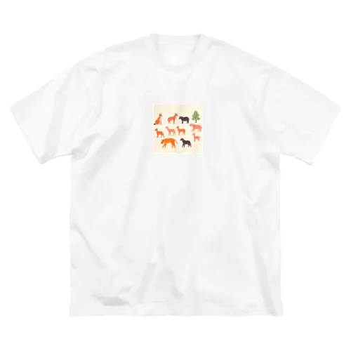 ゆるくてかわいい動物の群れ ビッグシルエットTシャツ