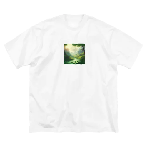  幻想の森 グリーンウンダー アートプリント ビッグシルエットTシャツ