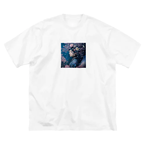 「夜桜の幻想：桜の精霊」 - "Night Sakura Fantasia: Spirit of the Cherry Blossom" ビッグシルエットTシャツ