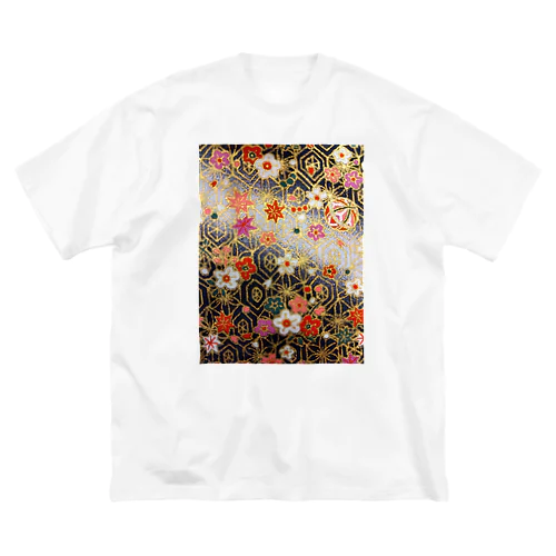 和柄（黒） ビッグシルエットTシャツ