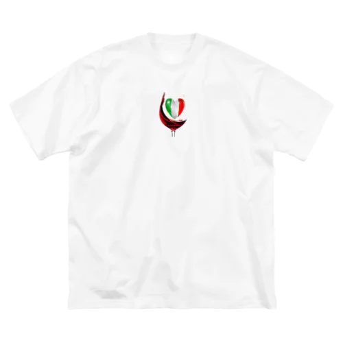 国旗とグラス：イタリア（衣類） ビッグシルエットTシャツ