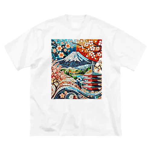 日本の伝統と美しさを象徴するモザイクアート ビッグシルエットTシャツ