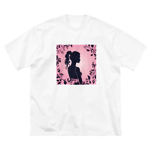 かわいい女の子の影絵 ビッグシルエットTシャツ