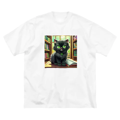 図書室の黒猫01 ビッグシルエットTシャツ