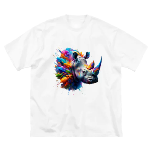 PAINT風Rhinoceros　 ビッグシルエットTシャツ