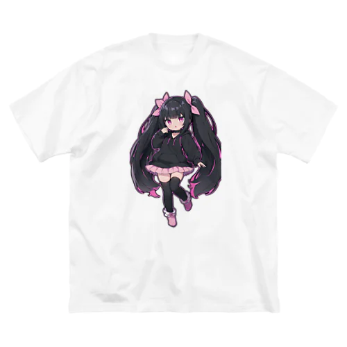 かわいい黒髪ツインテール美少女 ビッグシルエットTシャツ