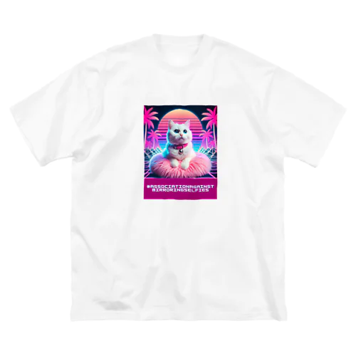 Synthwave_cats ビッグシルエットTシャツ