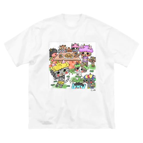 ぬりえイラスト(冬)2 ビッグシルエットTシャツ