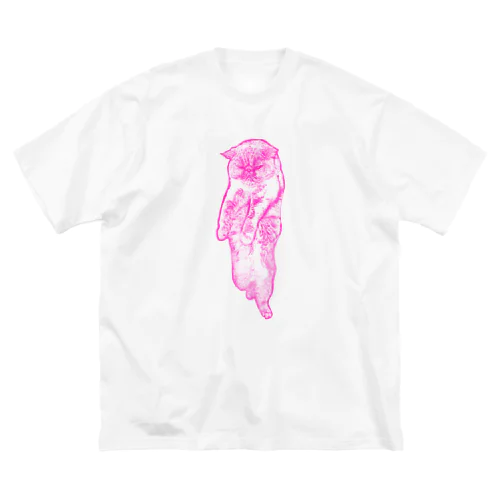 スタンディング☆ネコ (pink) ビッグシルエットTシャツ