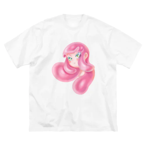 ピンク髪の女の子 ビッグシルエットTシャツ