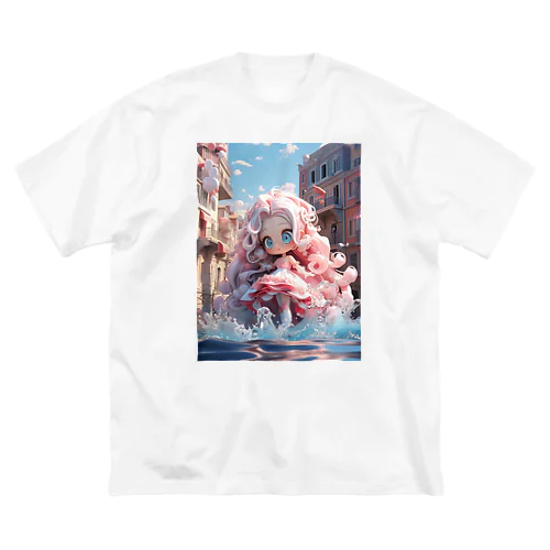 水たまりとピンクガール Big T-Shirt