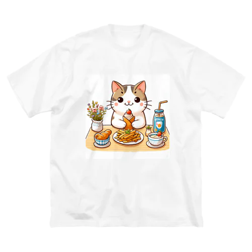 猫くんの豪華なカフェごはん♪ Big T-Shirt