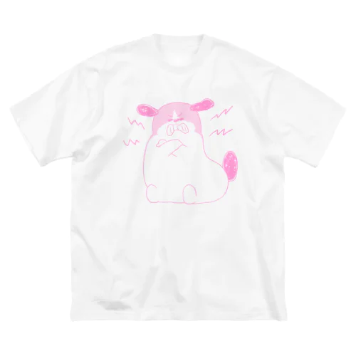 もじゃまる歯ぎしり　うすピンク ビッグシルエットTシャツ