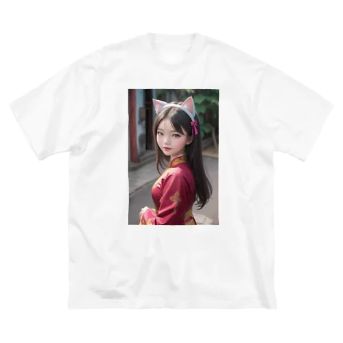 蒼穹に輝く猫耳の東方麗人 ビッグシルエットTシャツ