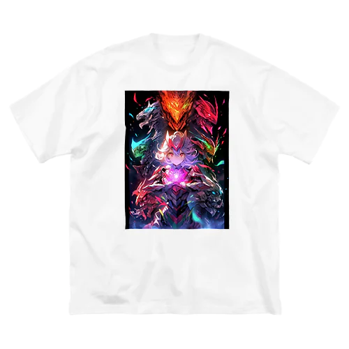 ドラゴンファイターガールwith竜の変身ヒーロー Big T-Shirt