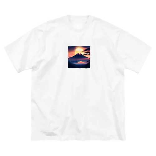 神秘的な富士山のイラスト ビッグシルエットTシャツ