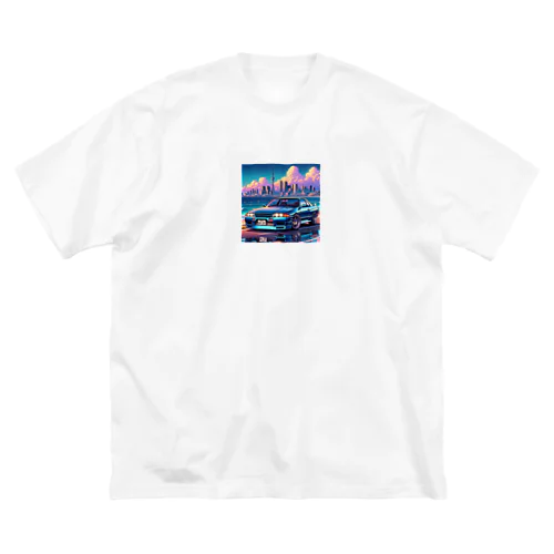 湾岸線を走るスポーツカー ビッグシルエットTシャツ