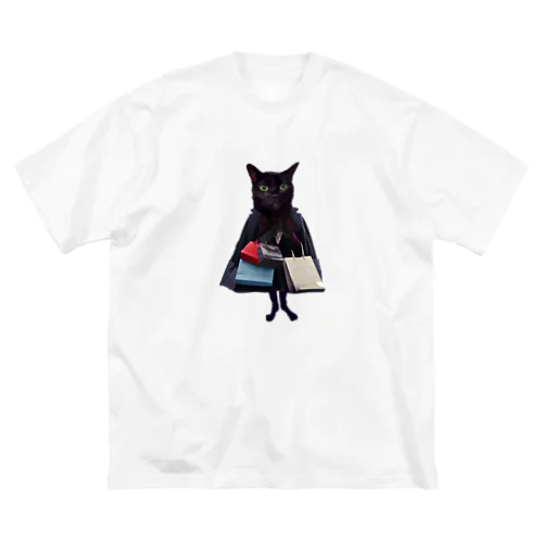 買い物をする黒猫BIBI ビッグシルエットTシャツ