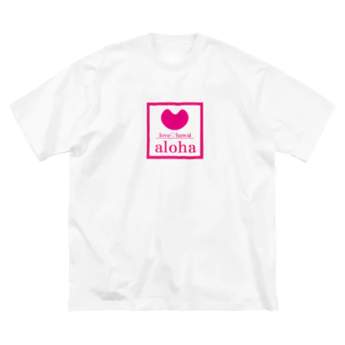 ハワイ　シンプル　ピンク ビッグシルエットTシャツ