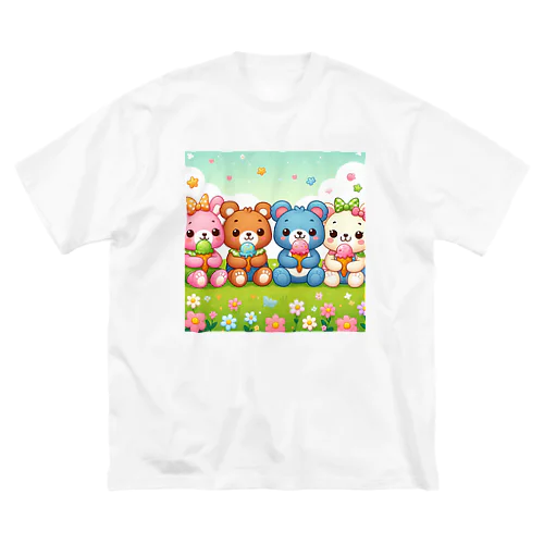 可愛いクマ４姉妹 ビッグシルエットTシャツ