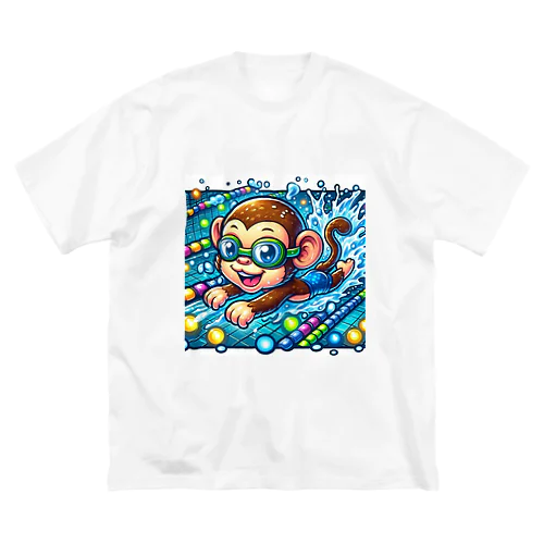 Swimming monkey ビッグシルエットTシャツ