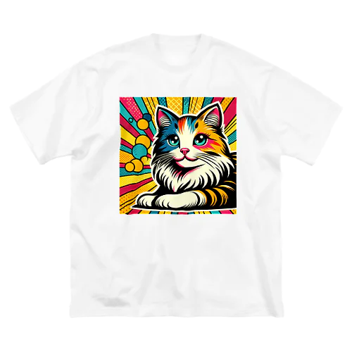 ねこポップアート ビッグシルエットTシャツ