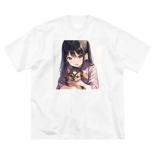 犬と少女 ビッグシルエットTシャツ