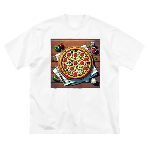 ピザのピクセルイラスト ビッグシルエットTシャツ