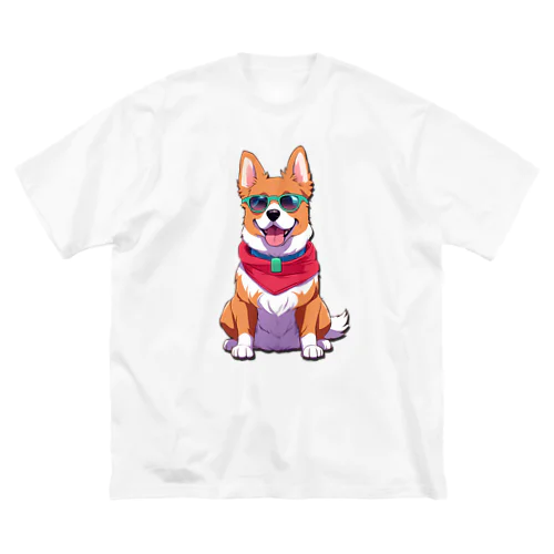 サングラス犬 ビッグシルエットTシャツ