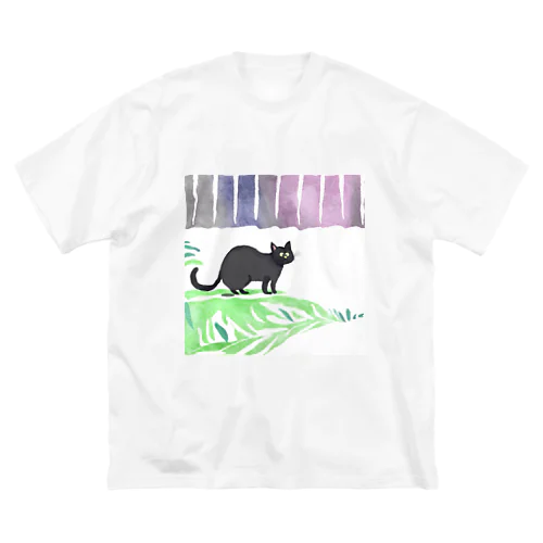 なんか抜けてる黒猫 ビッグシルエットTシャツ