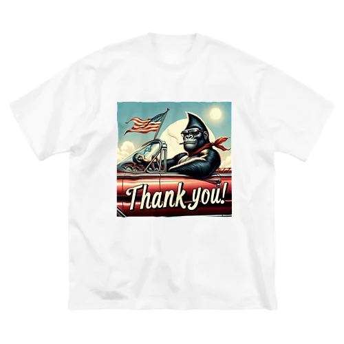 ゴリラのThank you！（赤い車①） ビッグシルエットTシャツ