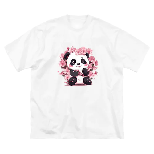 満開桜とパンダ ビッグシルエットTシャツ