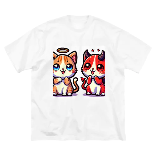 ☆天使猫☆悪魔猫☆ ビッグシルエットTシャツ