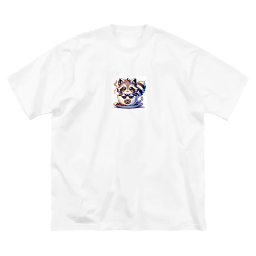 にゃんコーヒー タヌキ猫 ビッグシルエットTシャツ