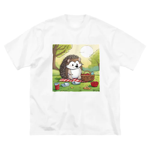 ピクニックを楽しむハリネズミ ビッグシルエットTシャツ