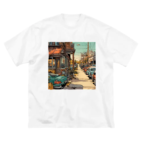 American Comic City Landscape 3 ビッグシルエットTシャツ