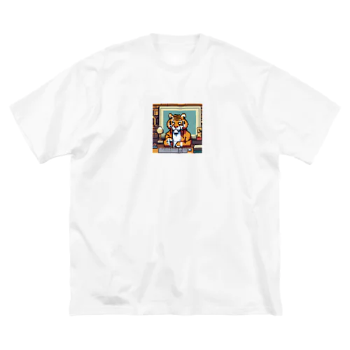 クロスワードパズルを解いているトラ ビッグシルエットTシャツ