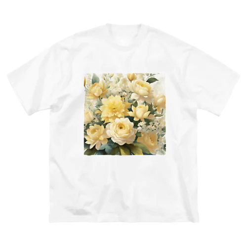 ペールイエローテーマの花束 ビッグシルエットTシャツ