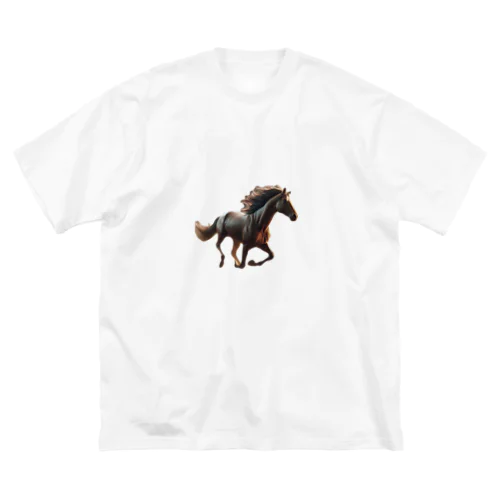 あなたの愛馬！力強く走る馬 ビッグシルエットTシャツ